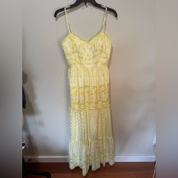 Lilly Pulitzer Kyla Maxi Dress SZ 2 St.Tropez Yellow Garden Floral Eyelet - Picture 4 of 15